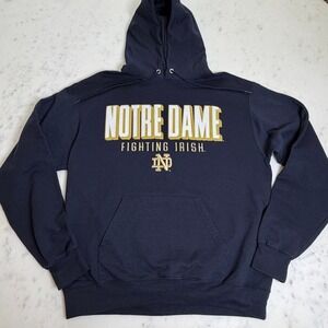 Champion Notre Dame Fighting Irish Hoodie Navy Blue Embroidered Mens Medium